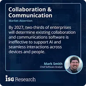 By 2027, two-thirds of enterprises will determine existing collaboration and communications software is ineffective to support AI and seamless interactions across devices and people.