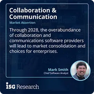 Through 2028, the overabundance of collaboration and communications software providers will lead to market consolidation and choices for enterprises.