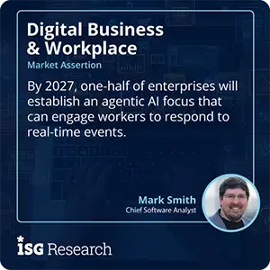 By 2027, one-half of enterprises will establish an agentic AI focus that can engage workers to respond to real-time events.