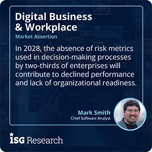 In 2028, the absence of risk metrics used in decision-making processes by two-thirds of enterprises will contribute to declined performance and lack of organizational readiness. 