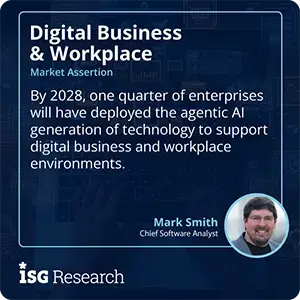 By 2028, one quarter of enterprises will have deployed the agentic AI generation of technology to support digital business and workplace environments.