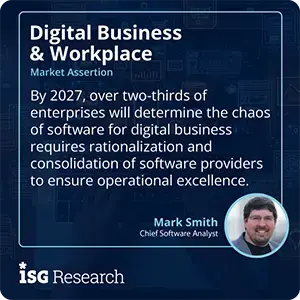 By 2027, over two-thirds of enterprises will determine the chaos of software for digital business requires rationalization and consolidation of software providers to ensure operational excellence.
