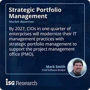 By 2027, CIOs in one-quarter of enterprises will modernize their IT management practices with strategic portfolio management to support the project management office (PMO).