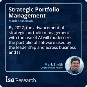 By 2027, the advancement of strategic portfolio management with the use of AI will modernize the portfolio of software used by the leadership and across business and IT.