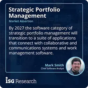 By 2027 the software category of strategic portfolio management will transition to a suite of applications that connect with collaborative and communications systems and work management software.