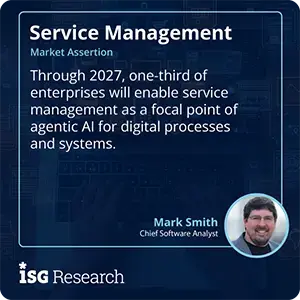 Through 2027, one-third of enterprises will enable service management as a focal point of agentic AI for digital processes and systems.