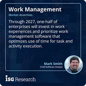 Through 2027, one-half of enterprises will invest in work experiences and prioritize work management software that optimizes use of time for task and activity execution.