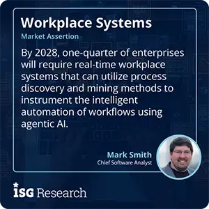 By 2028, one-quarter of enterprises will require real-time workplace systems that can utilize process discovery and mining methods to instrument the intelligent automation of workflows using agentic AI.