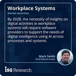 By 2028, the necessity of insights on digital activities in workplace systems will require software providers to support the needs of digital intelligence using AI across processes and systems.